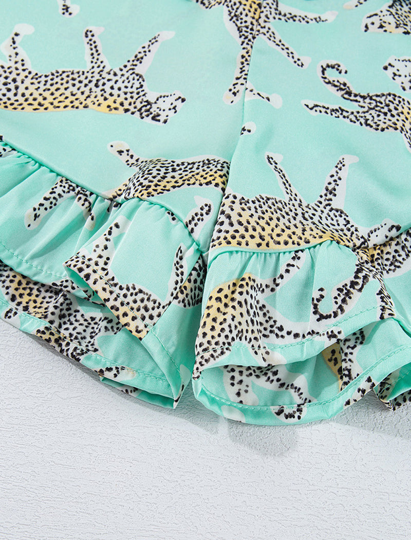 Leopard Print Satin Pajama Set
