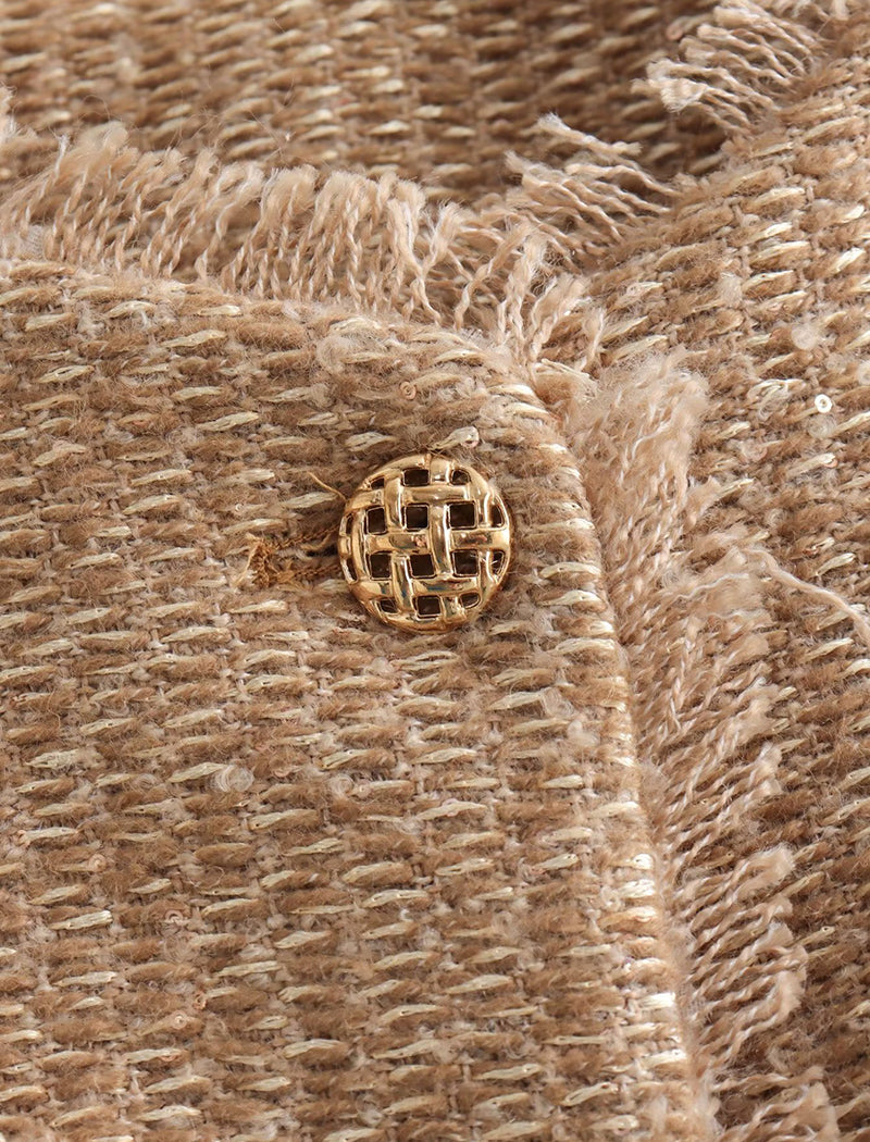 Buttoned Pocketed Tweed Jacket