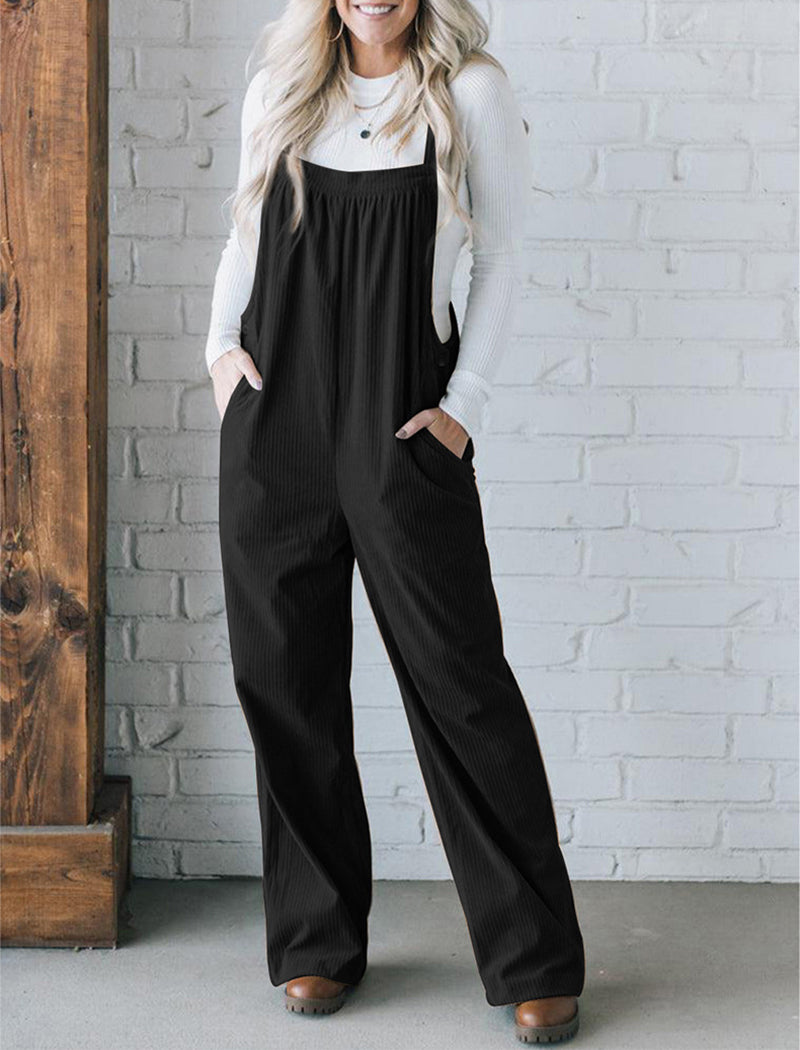 Corduroy Multi-Pocket Overall Jumpsuit
