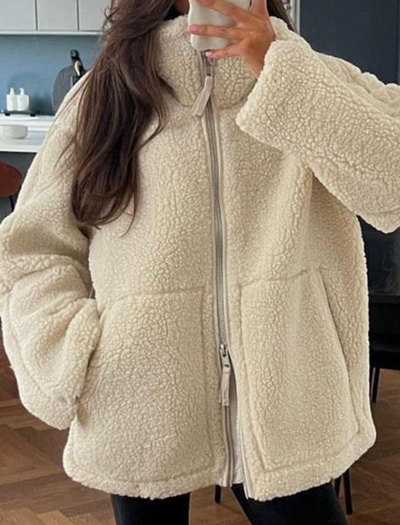 High-Neck Zip-Up Coat