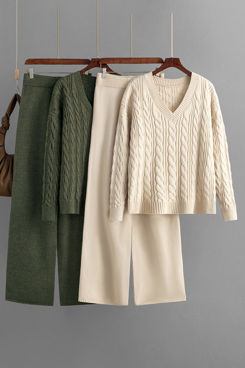 Cable Knit Sweater and Pant Set