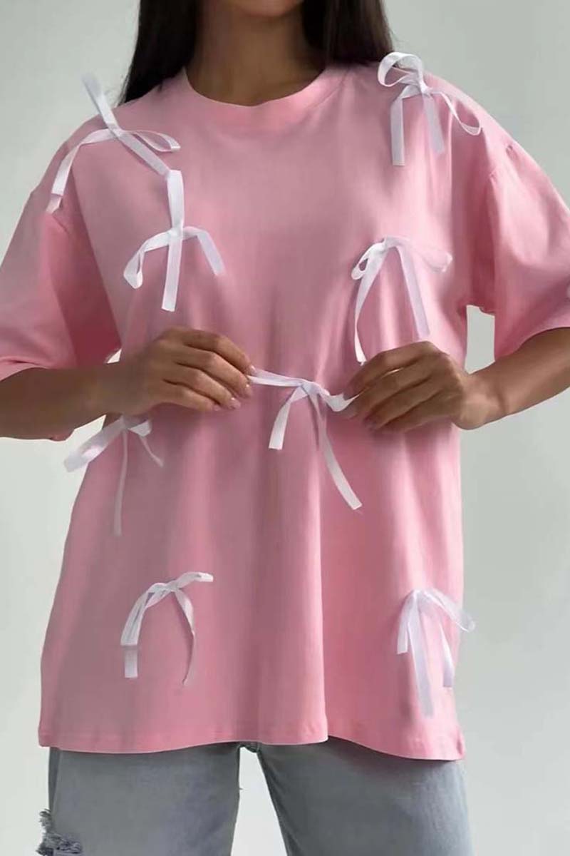 Bow Accent Oversized T-Shirt