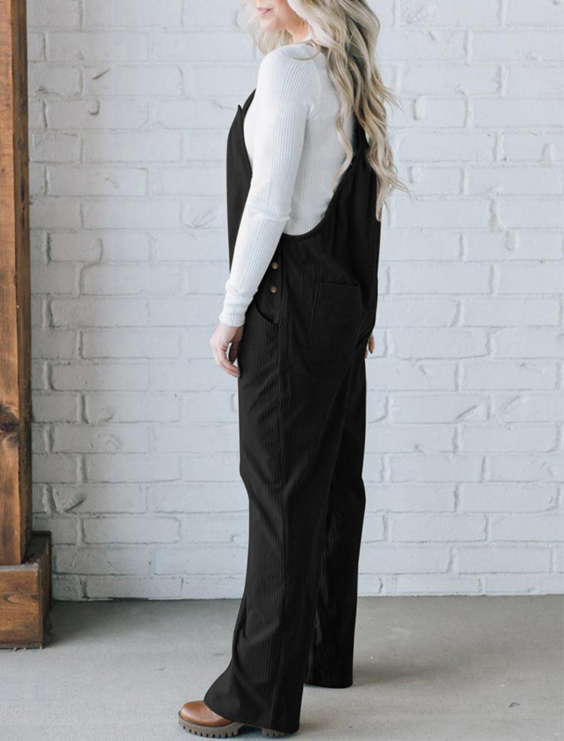 Corduroy Multi-Pocket Overall Jumpsuit