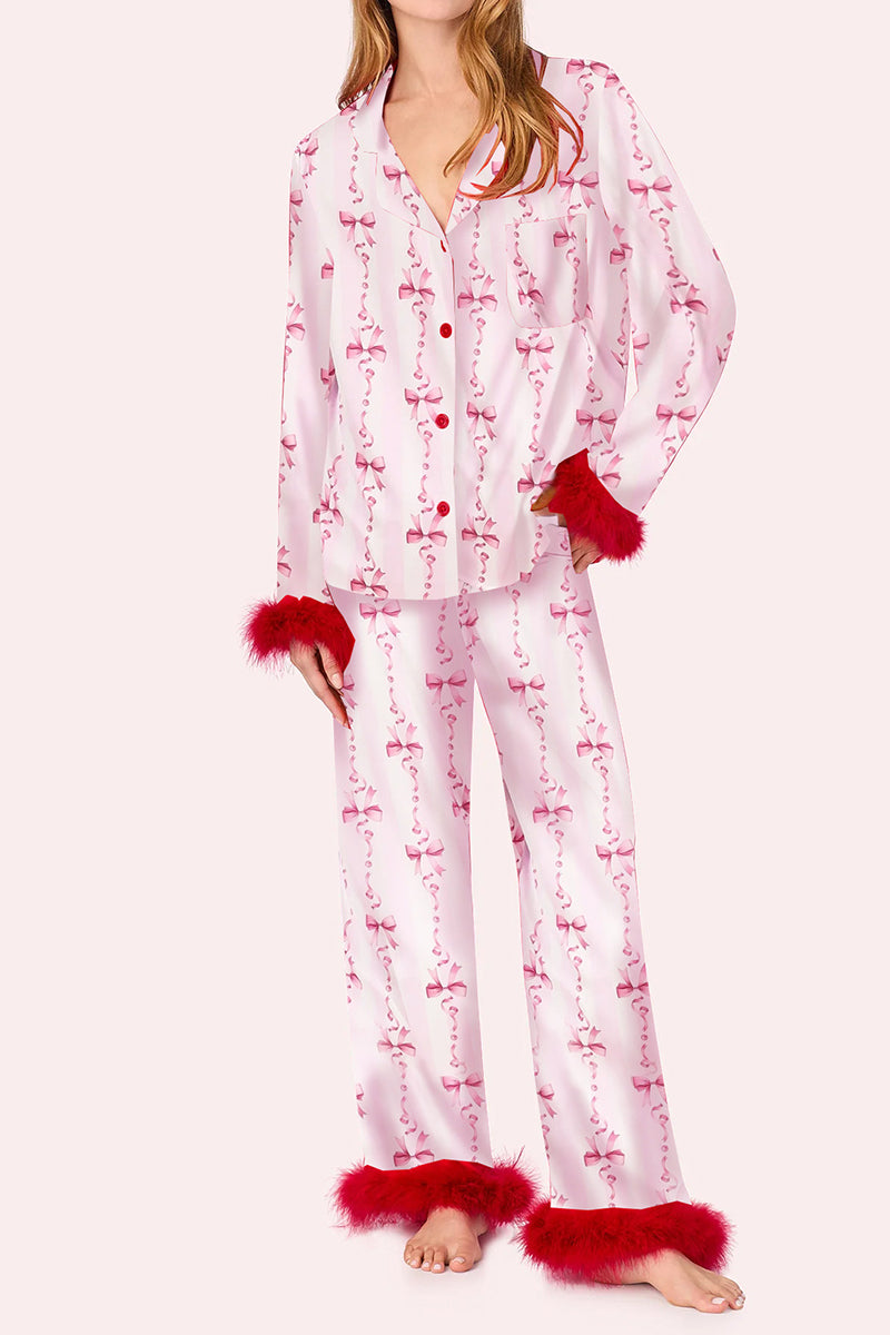 Bow Feather Pajama Set