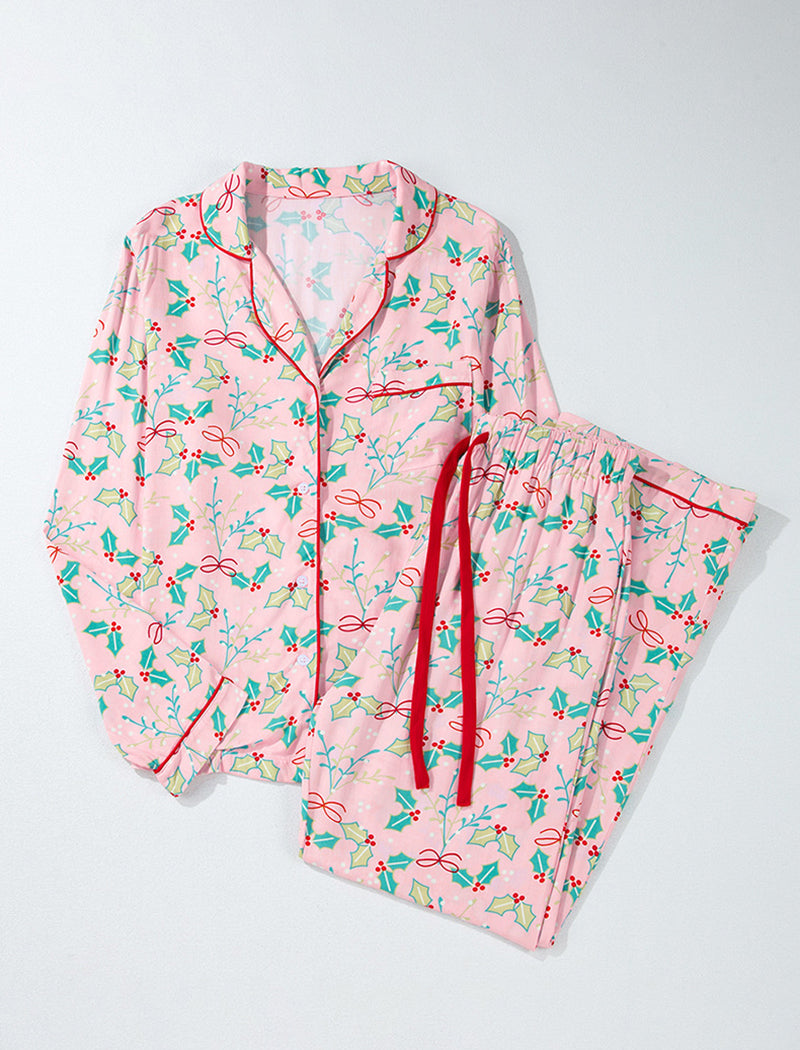 Bow Print Long Sleeve Lounge Set