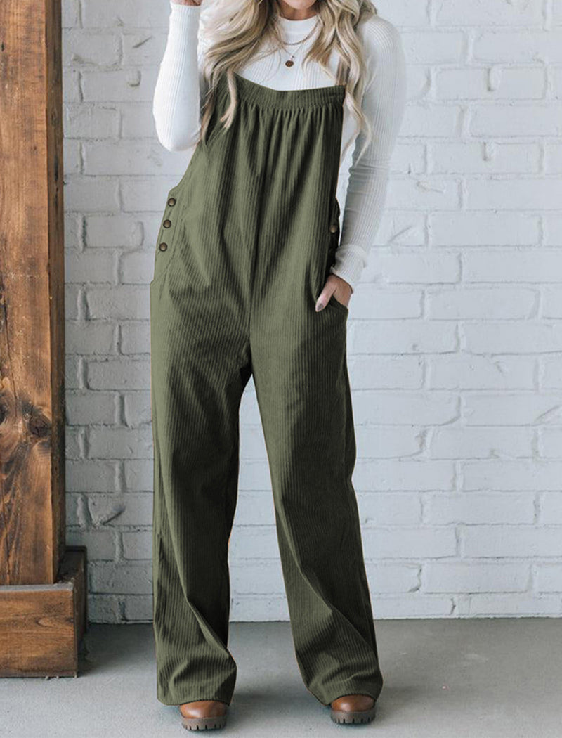 Corduroy Multi-Pocket Overall Jumpsuit