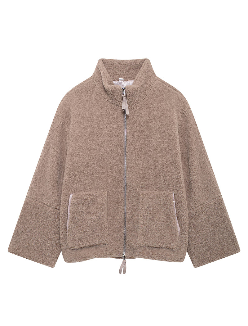 High-Neck Zip-Up Coat