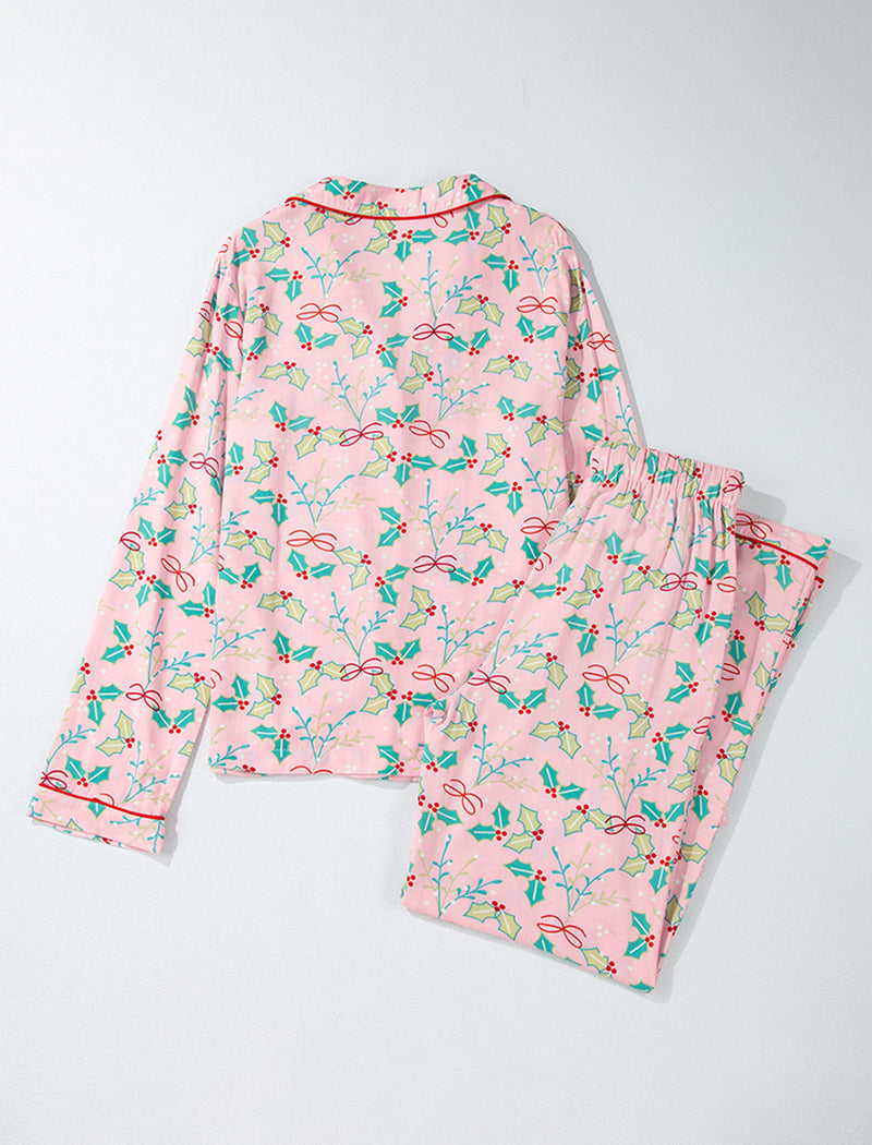 Bow Print Long Sleeve Lounge Set
