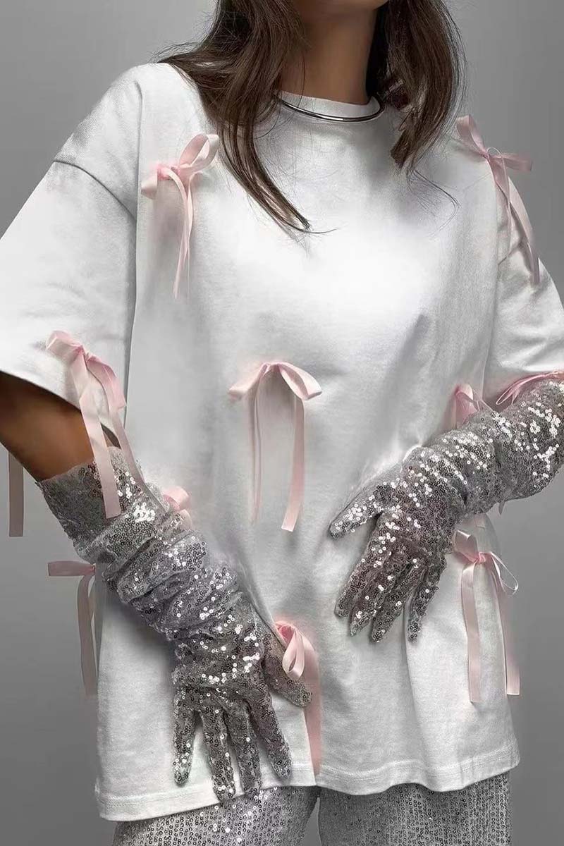 Bow Accent Oversized T-Shirt