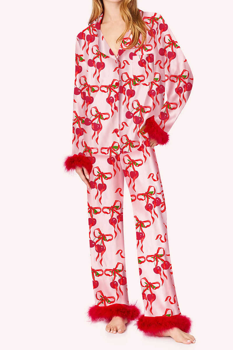 Bow Feather Pajama Set