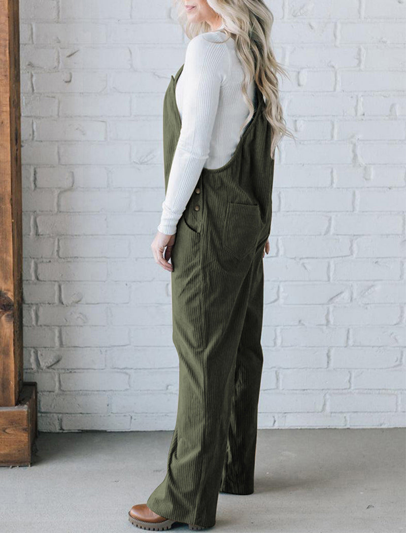 Corduroy Multi-Pocket Overall Jumpsuit