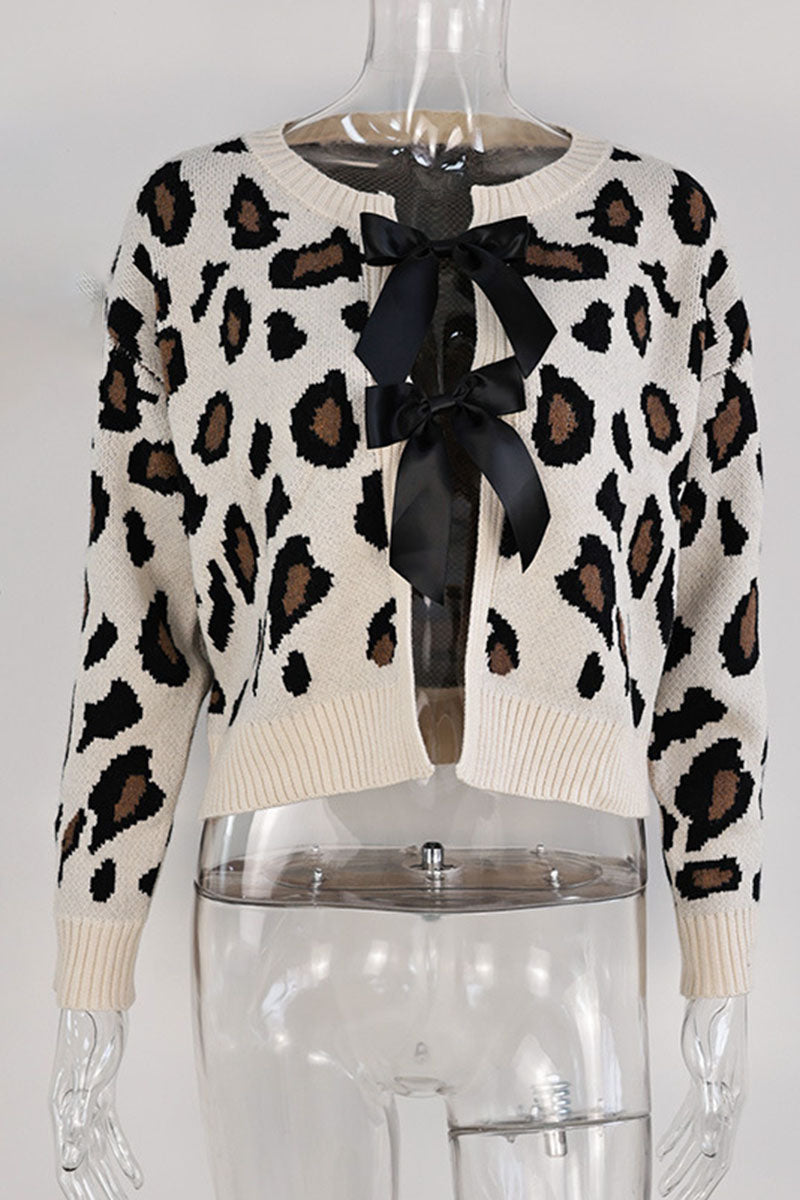 Bow Tie Leopard Cardigan