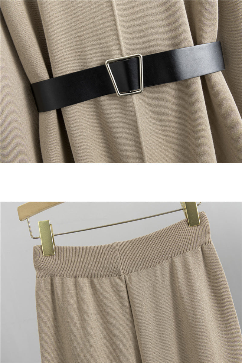 Belted Loose-Fit Long Sleeve Top and Pants Set