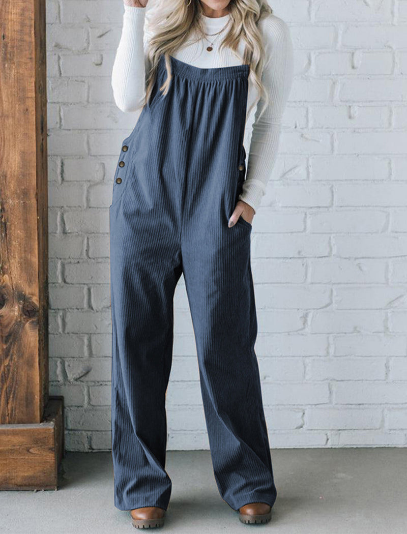 Corduroy Multi-Pocket Overall Jumpsuit
