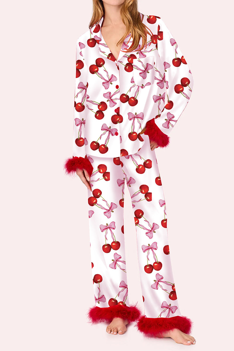 Bow Feather Pajama Set