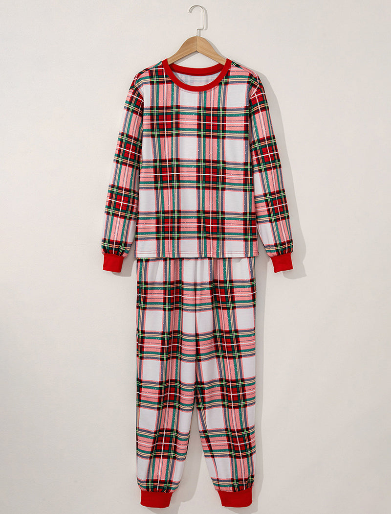 Christmas Print Plaid Two-Piece Set