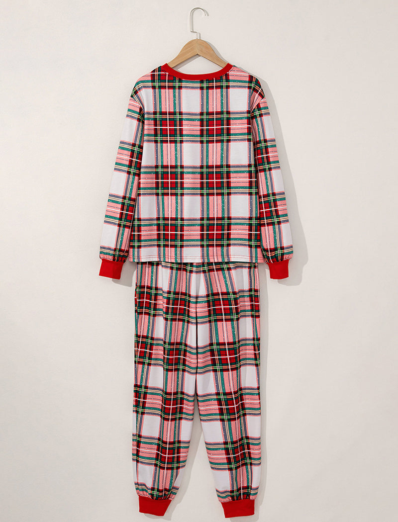 Christmas Print Plaid Two-Piece Set