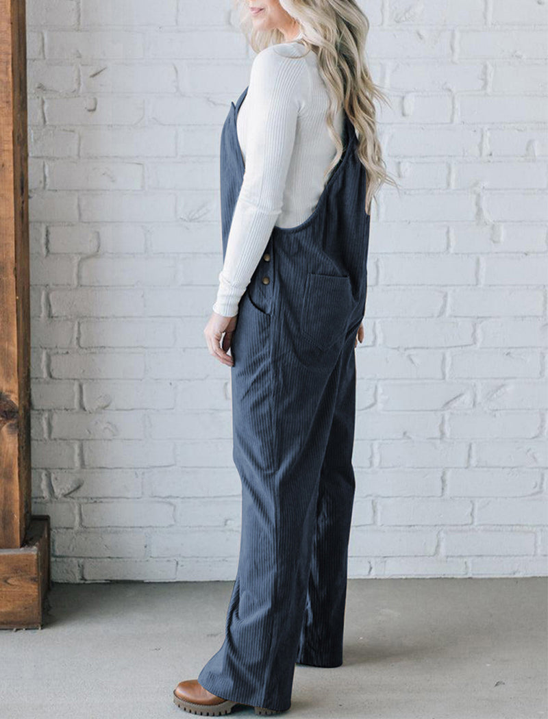 Corduroy Multi-Pocket Overall Jumpsuit