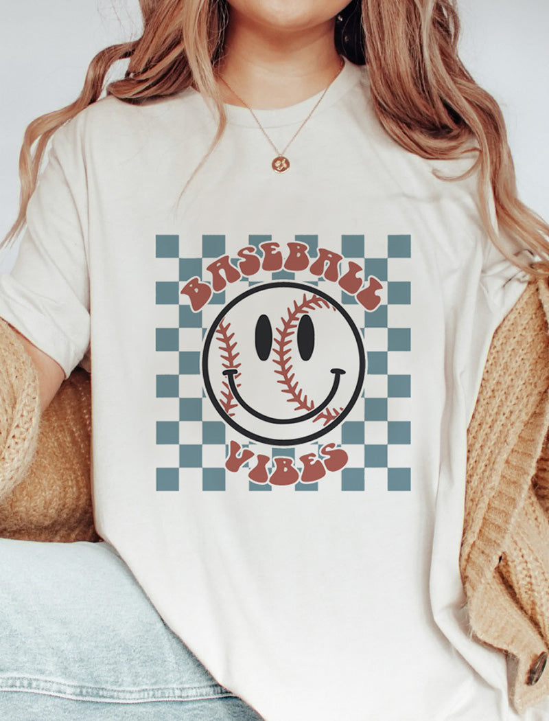 Smiley Face Baseball Graphic Tee