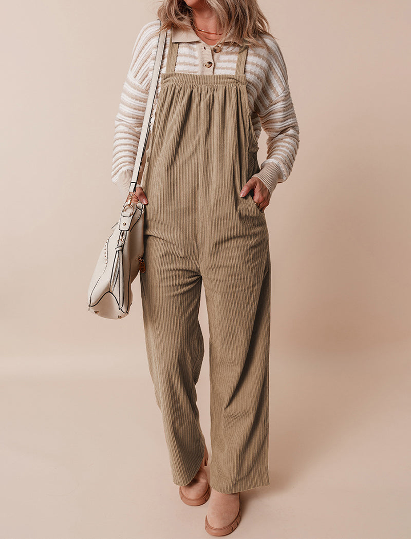 Corduroy Multi-Pocket Overall Jumpsuit