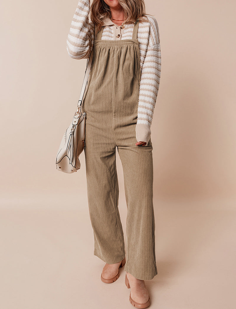 Corduroy Multi-Pocket Overall Jumpsuit