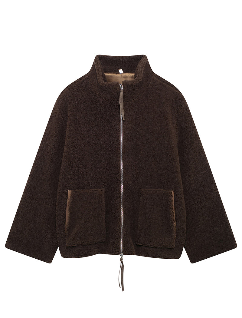 High-Neck Zip-Up Coat