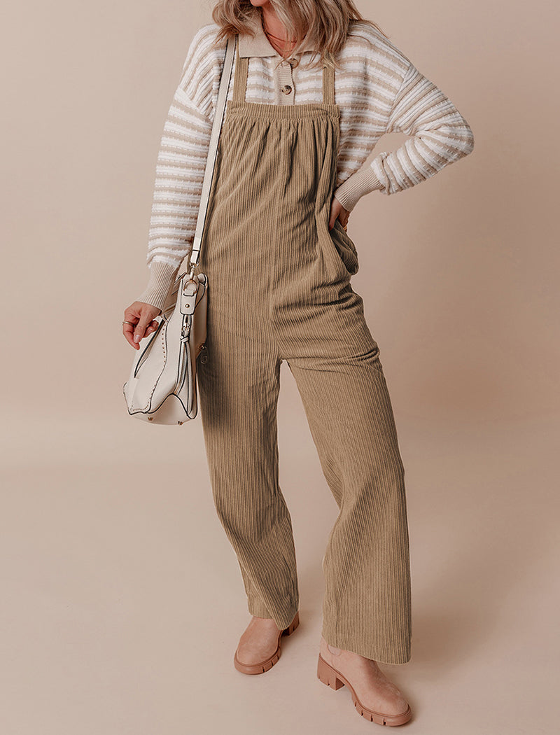 Corduroy Multi-Pocket Overall Jumpsuit