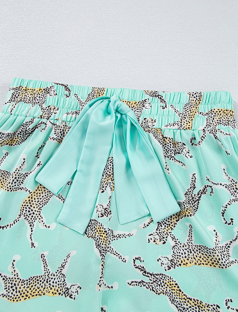 Leopard Print Satin Pajama Set