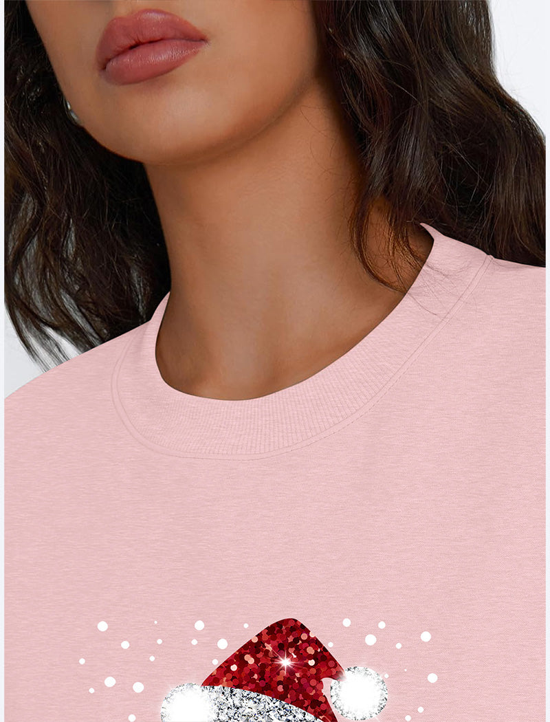 Holiday Wine Glass Crewneck Graphic Top