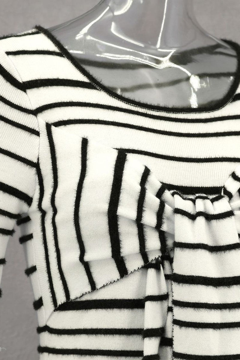 Bow Striped Knit Maxi Dress