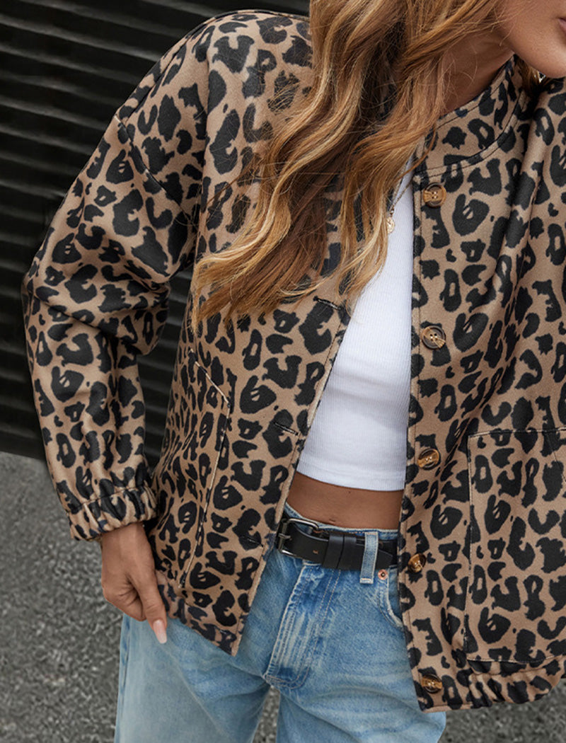 Button-Up Leopard Jacket