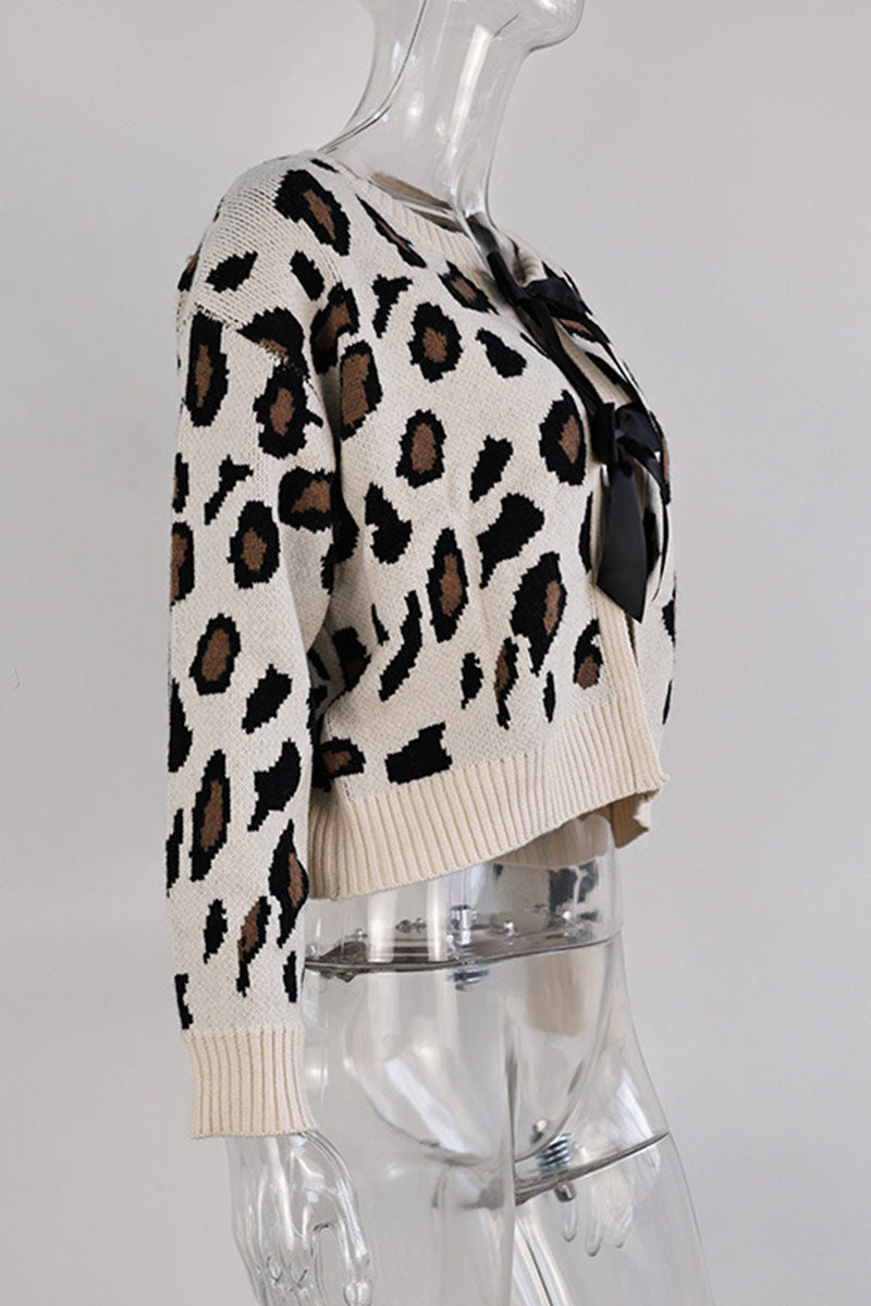 Bow Tie Leopard Cardigan