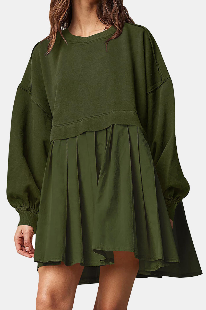 Faux Two-Piece Pleated Dress