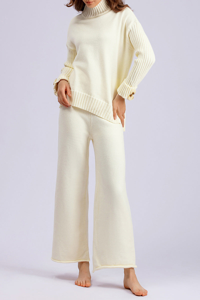 Turtleneck Knit Sweater and Pant Set