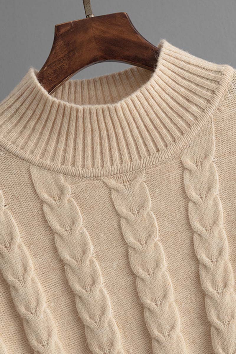 Cable Knit Mock Neck Sweater and Pants Set