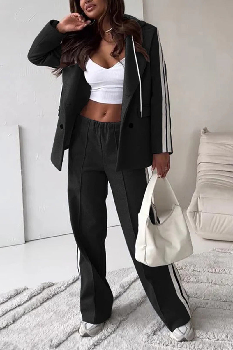 Striped Double-Breasted Blazer Set