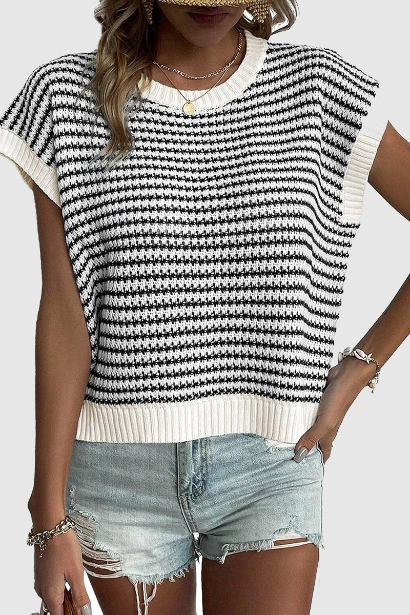 Striped Batwing Sleeve Knit Top