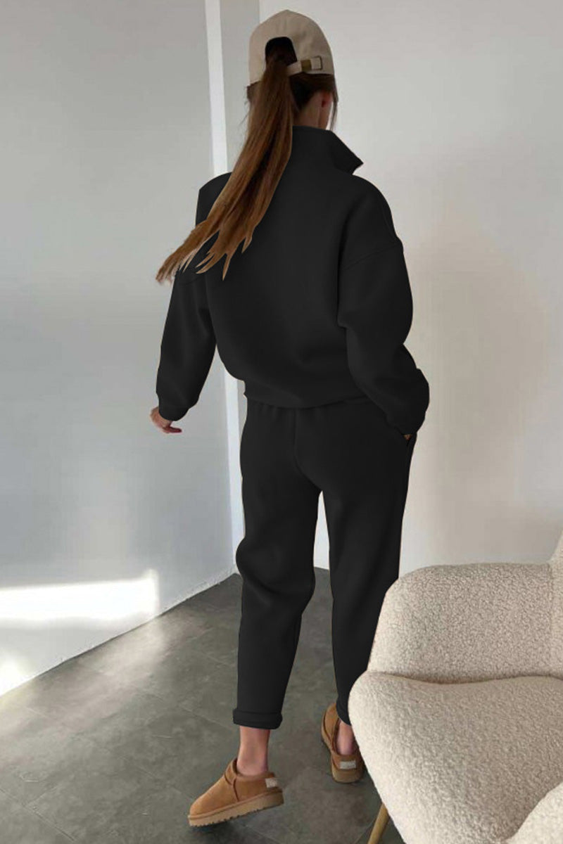 Button-Up Pullover and Jogger Lounge Set