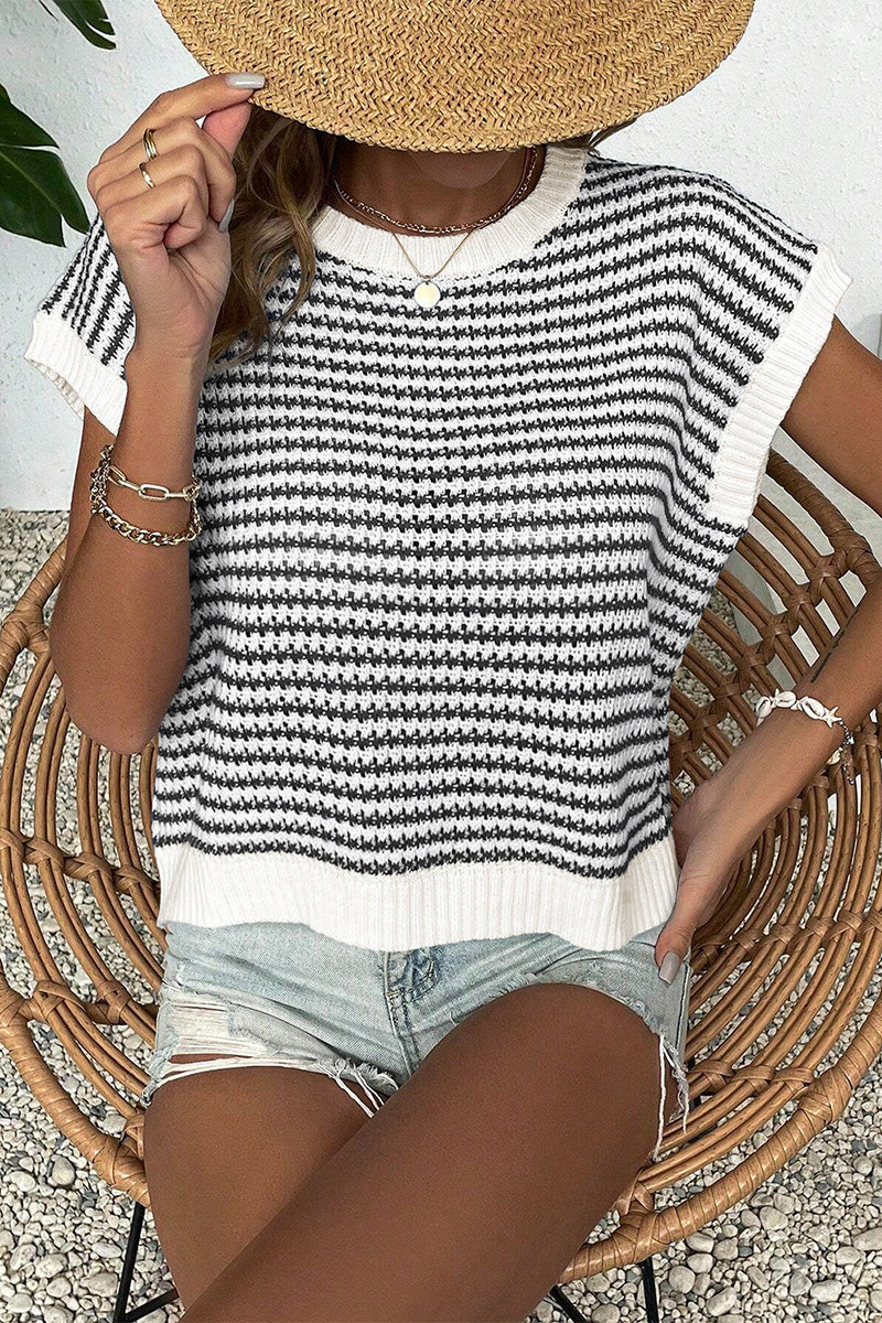 Striped Batwing Sleeve Knit Top