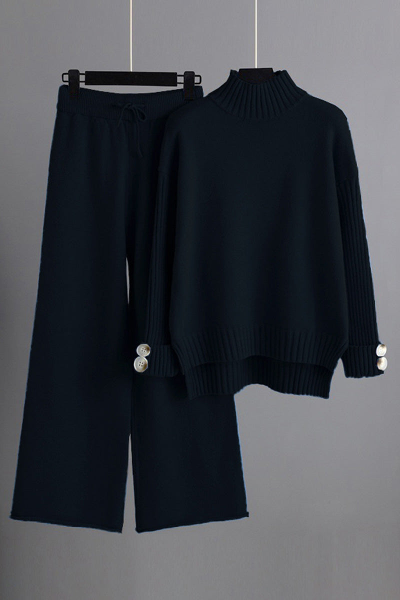 Turtleneck Knit Sweater and Pant Set