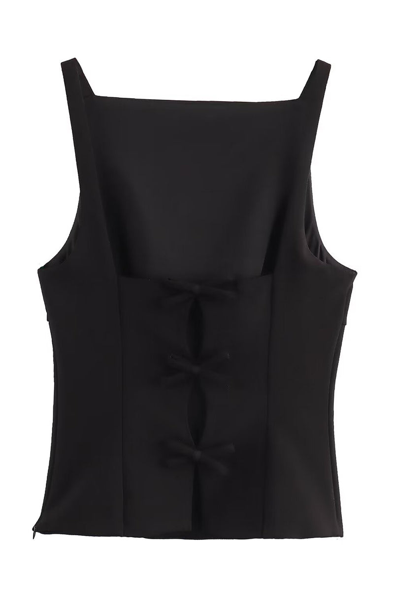 Bow Detail Backless Bustier Top