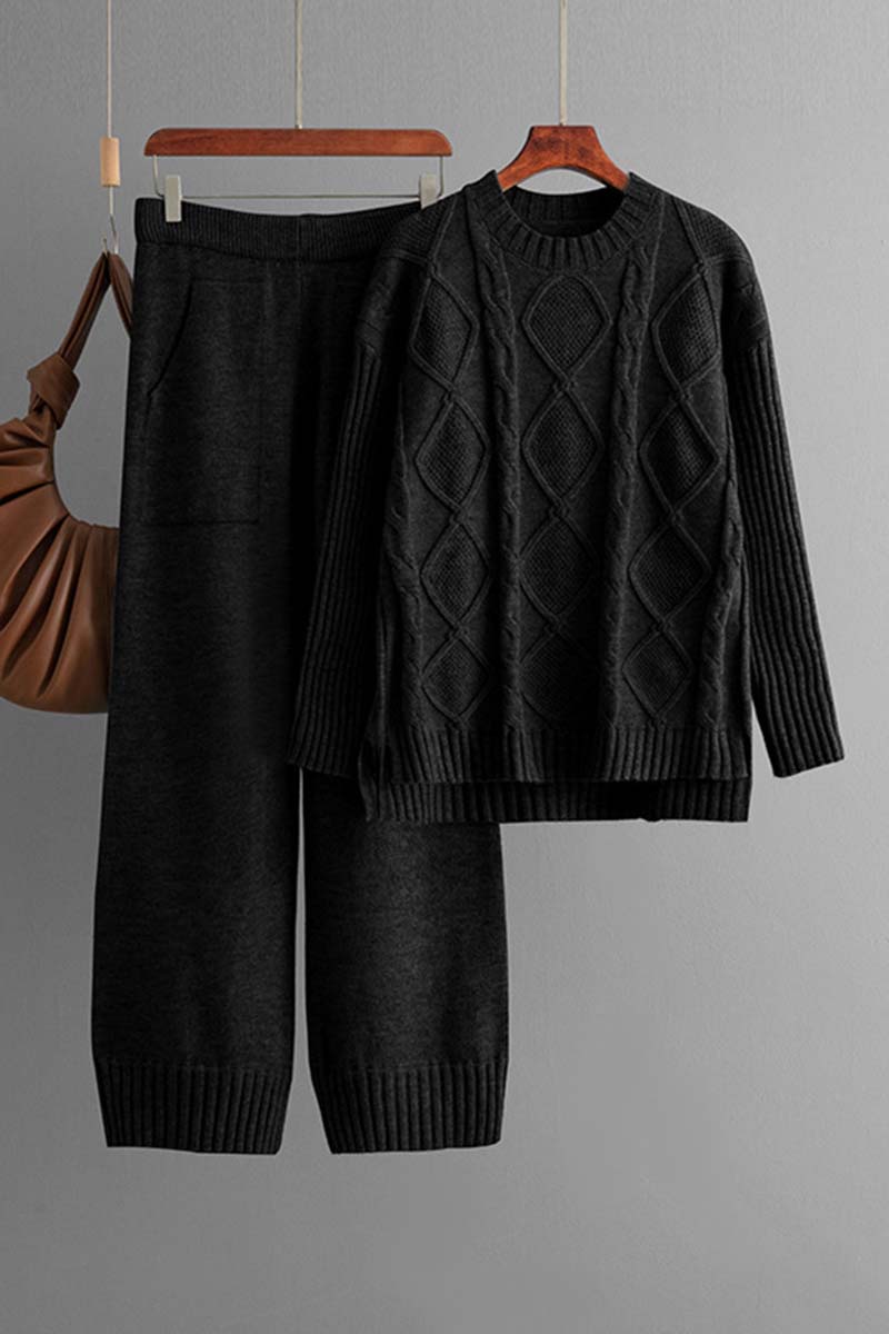 Cable Knit Pullover and Pants Set