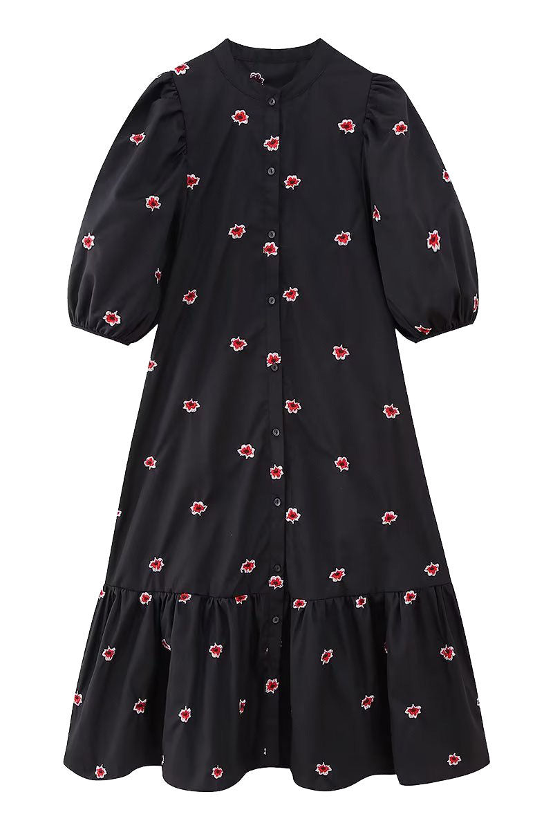 Button-Up Floral Midi Dress