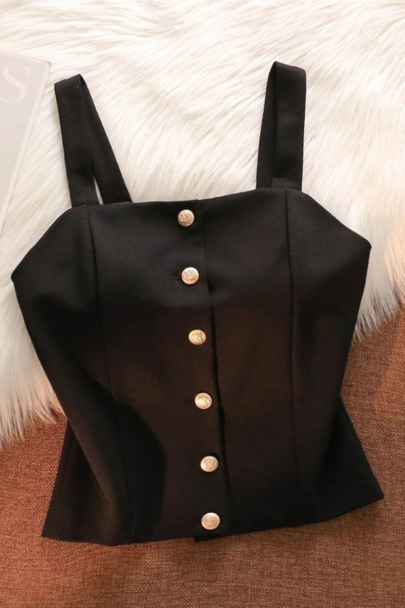 Buttoned Bustier Tank Top