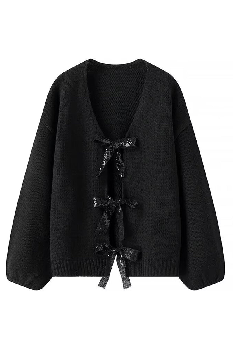 Bow-Tie Front Open Cardigan