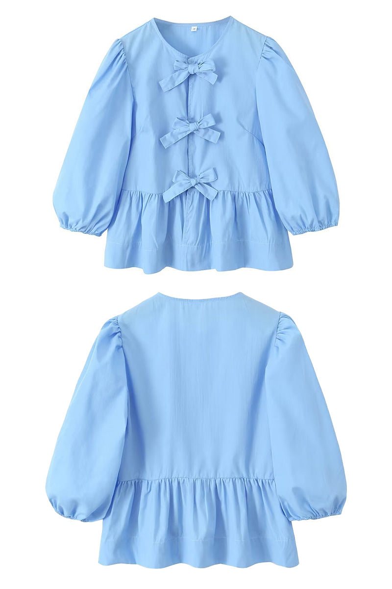 Bow-Detail Long-Sleeve Shirt