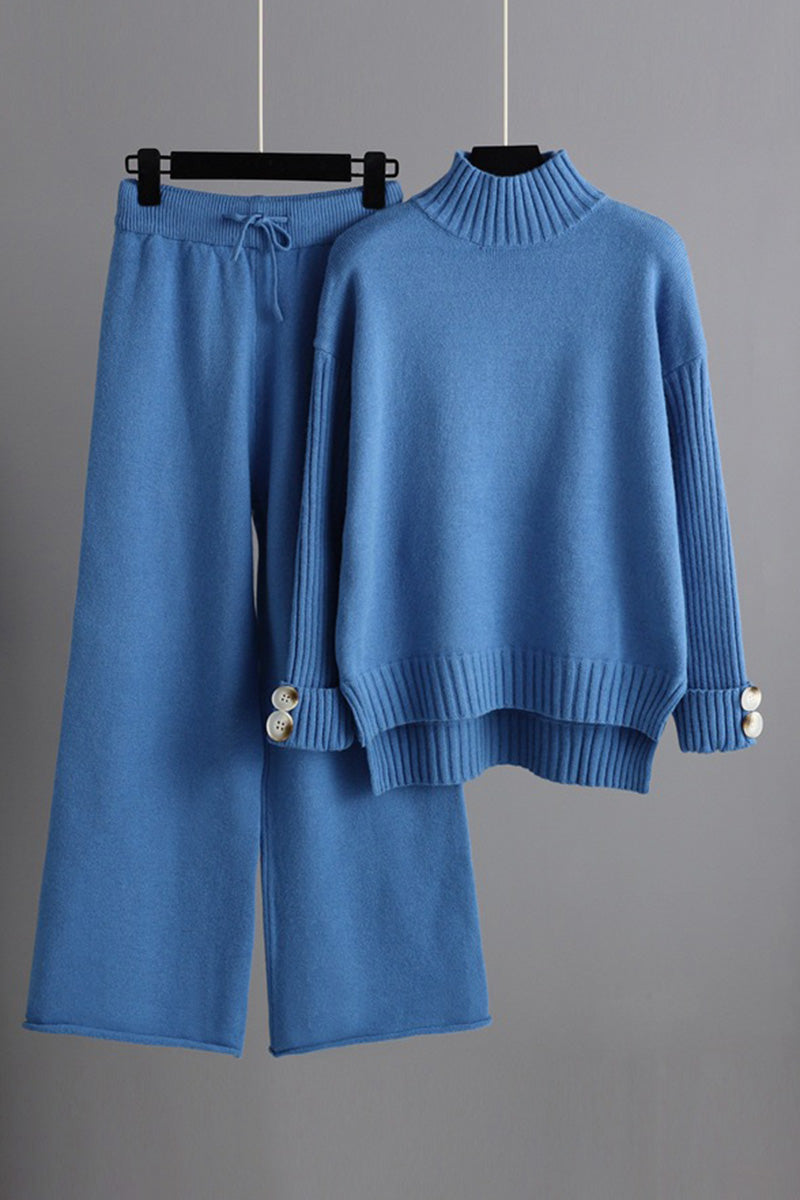 Turtleneck Knit Sweater and Pant Set