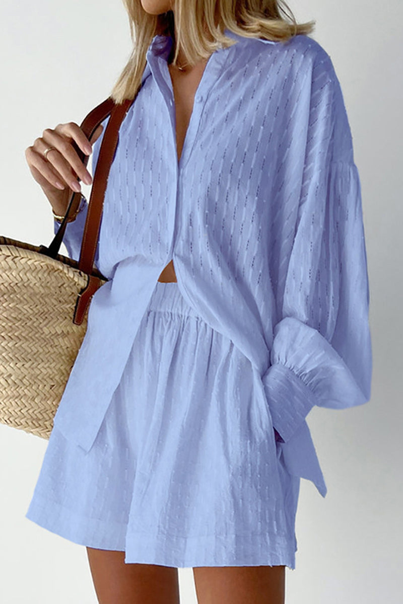 Button-Up Top and Shorts Set