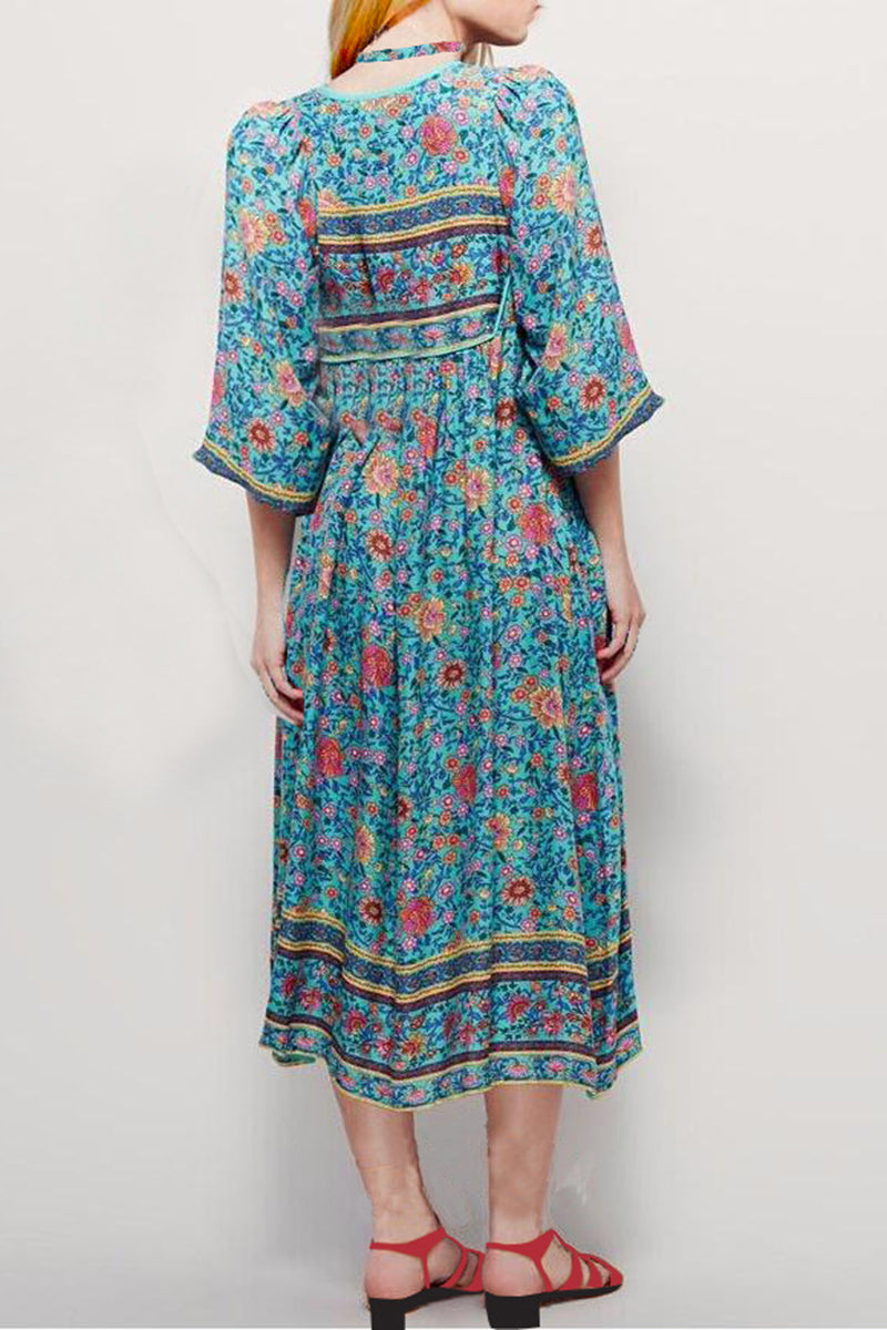 Bohemian Floral Print Maxi Dress