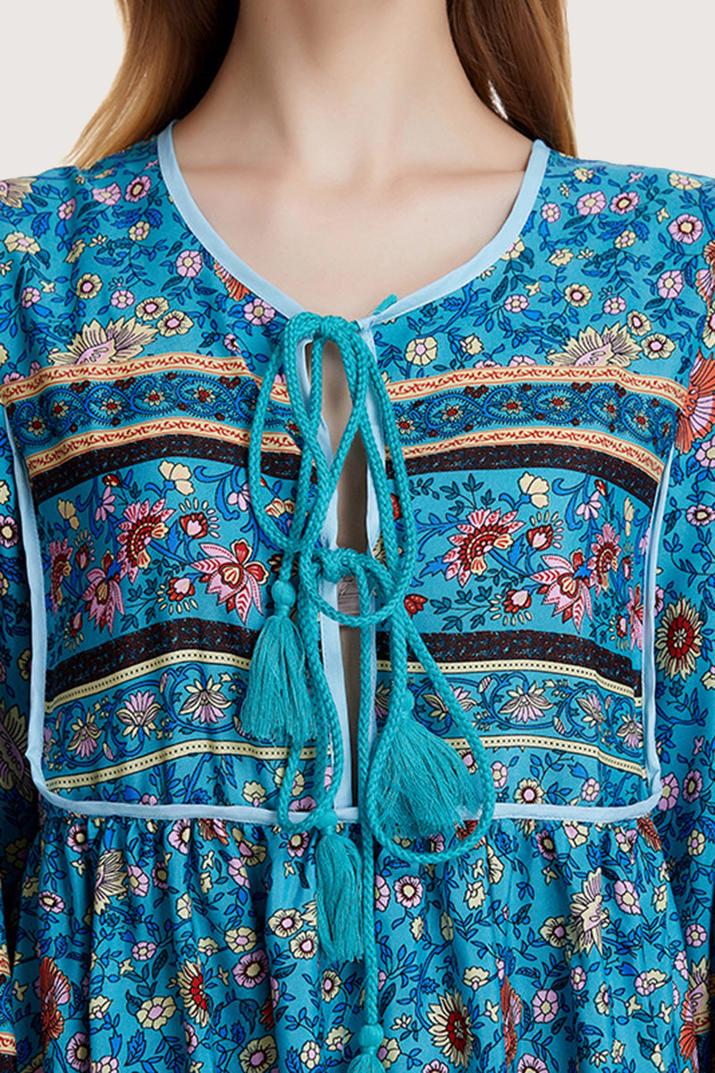 Bohemian Floral Print Maxi Dress